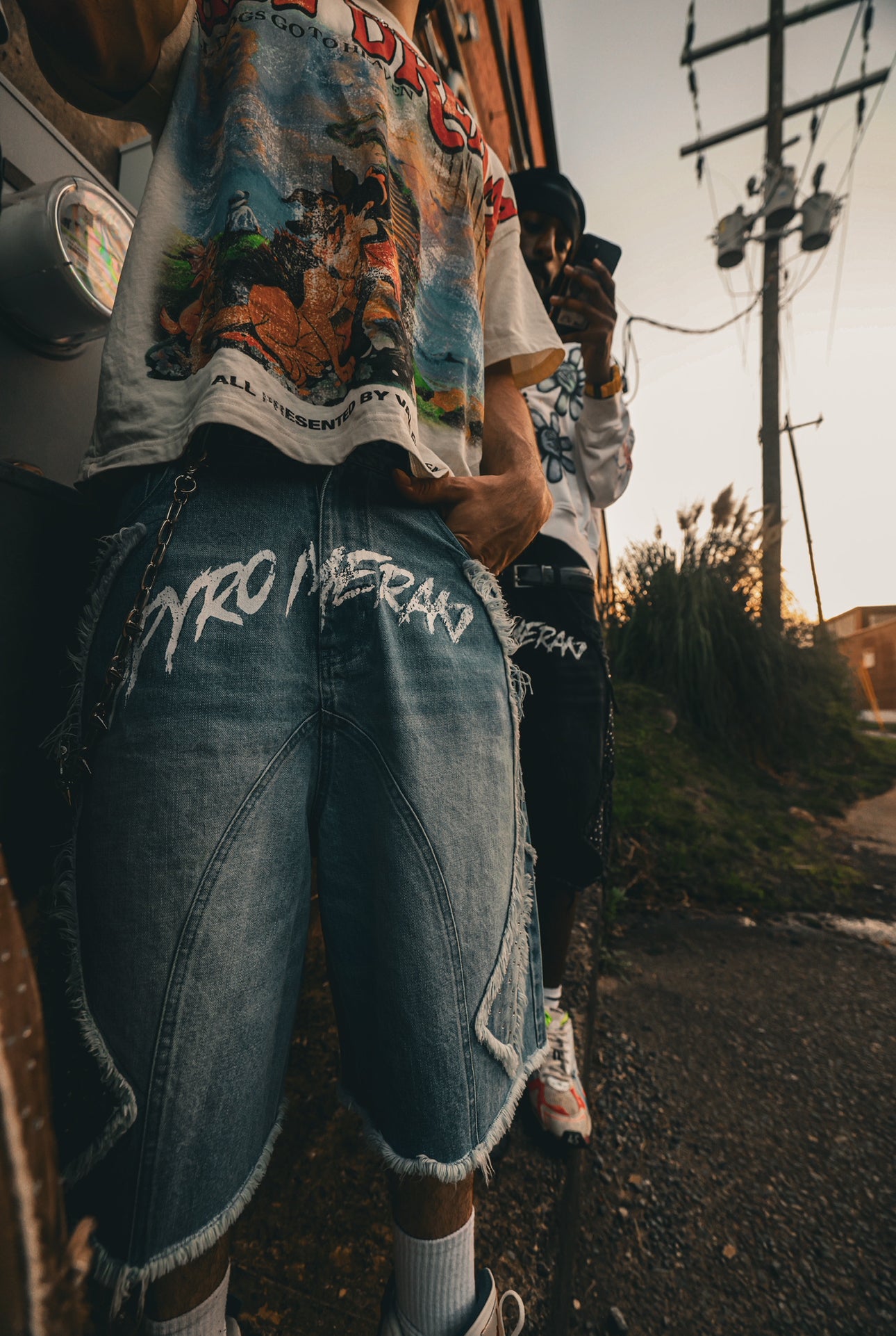 Distressed Patch Jorts Blue