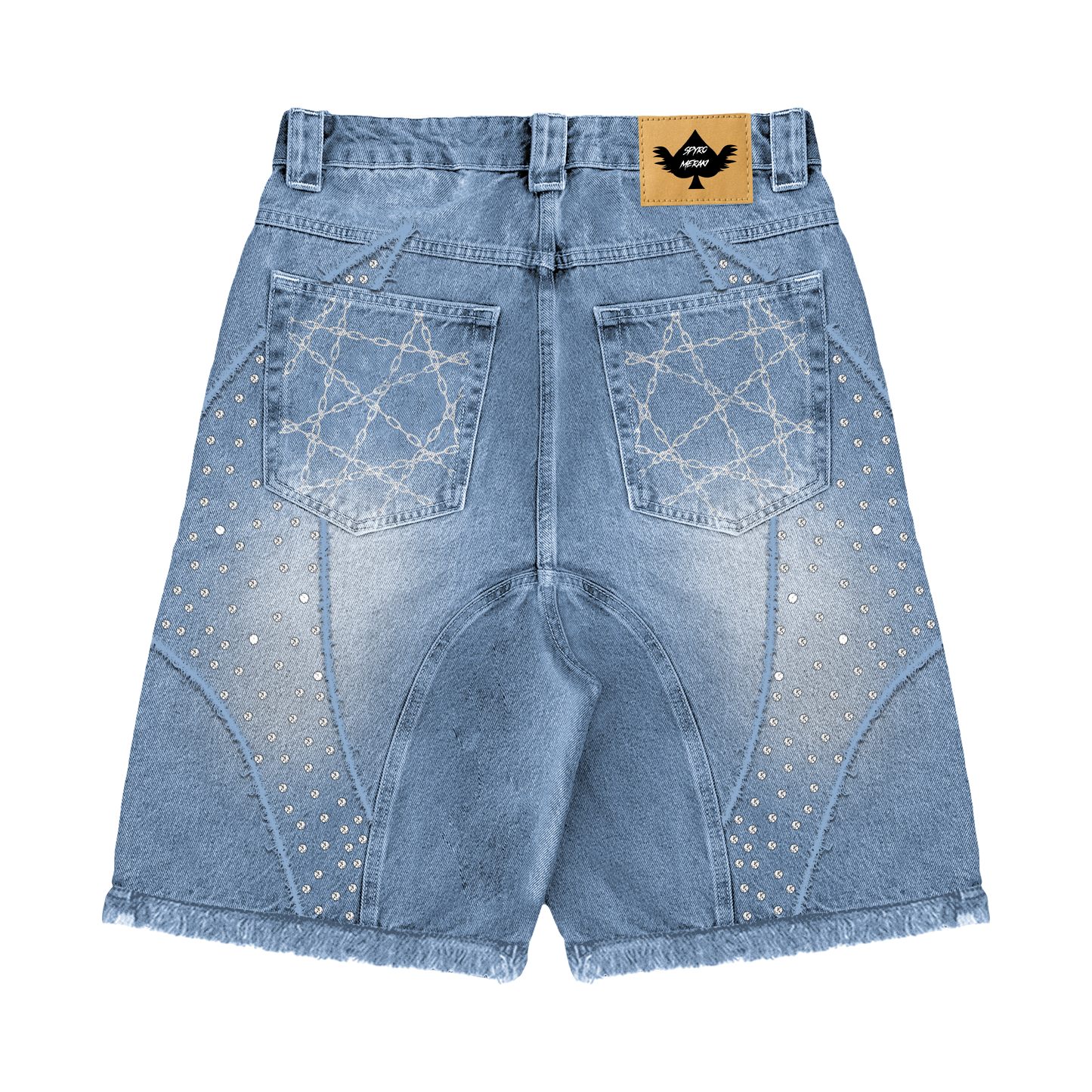 Distressed Patch Jorts Blue