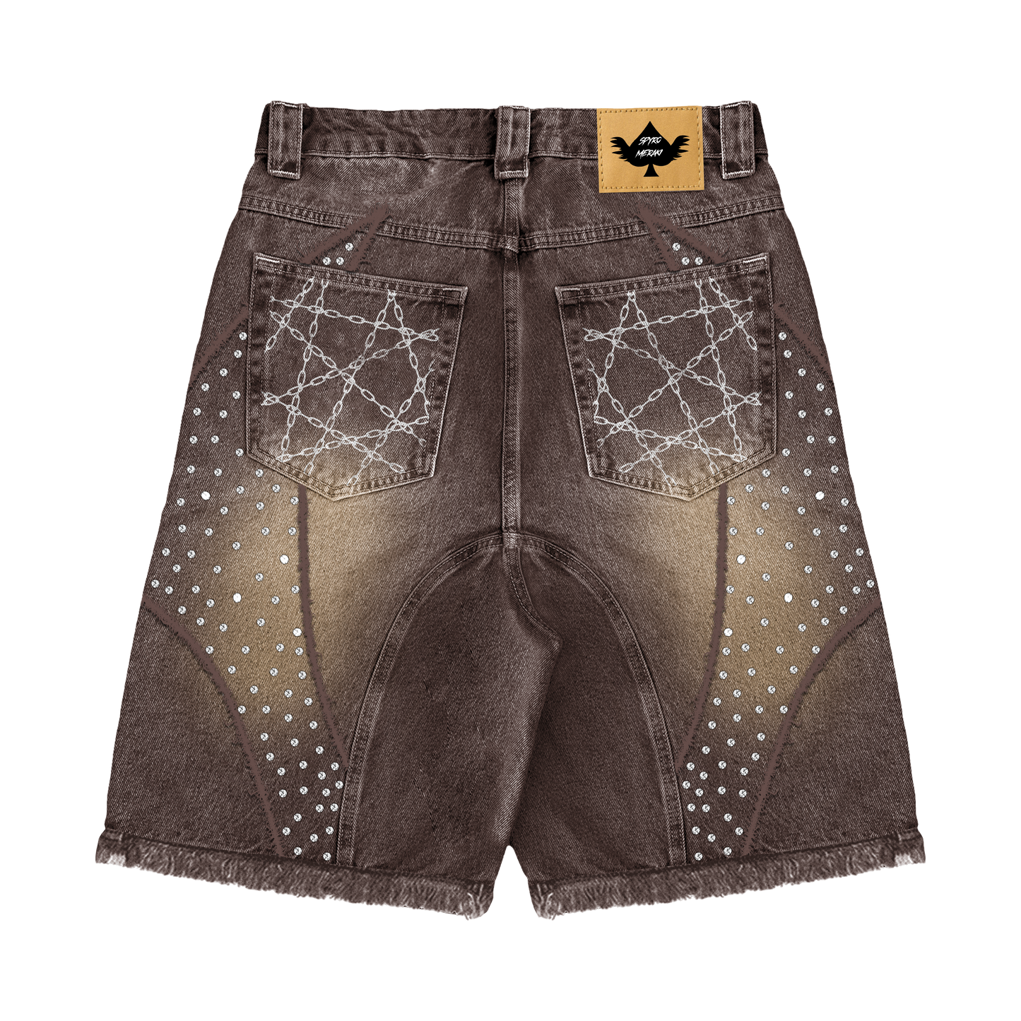 Distressed Patch Jorts Brown