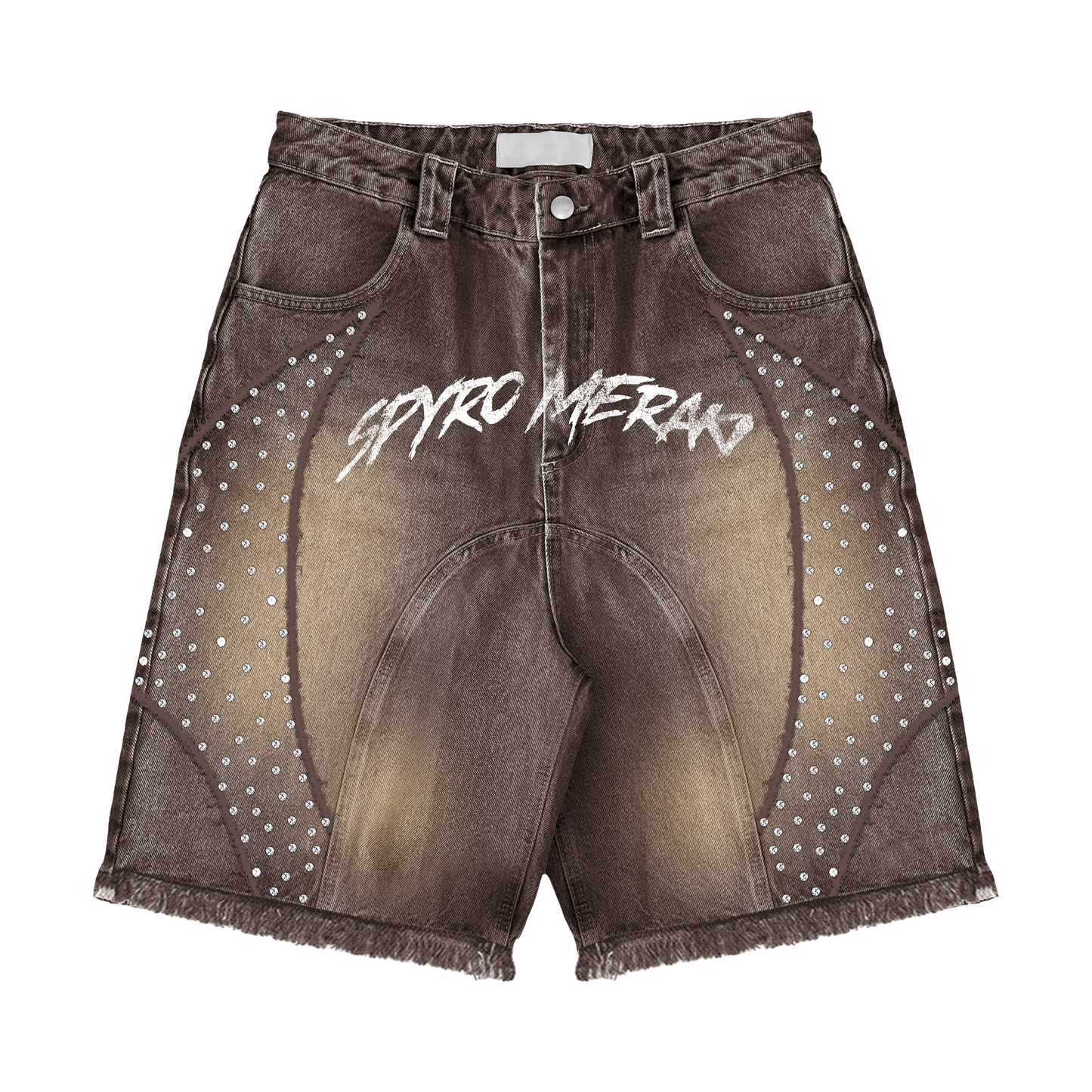 Distressed Patch Jorts Brown