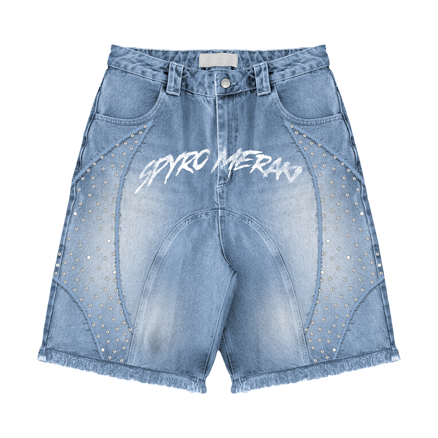 Distressed Patch Jorts Blue