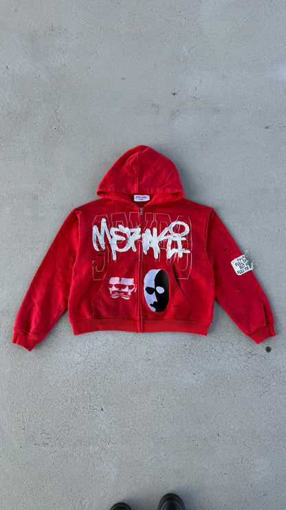 Red Double Face V2 Zip Up