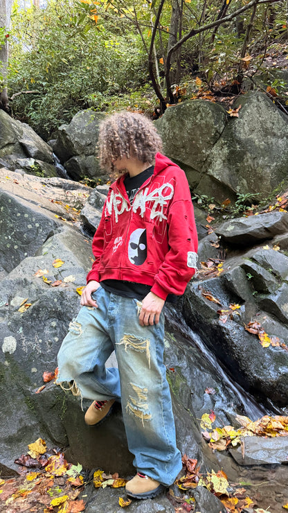 Red Double Face V2 Zip Up