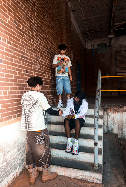 Distressed Patch Jorts Brown