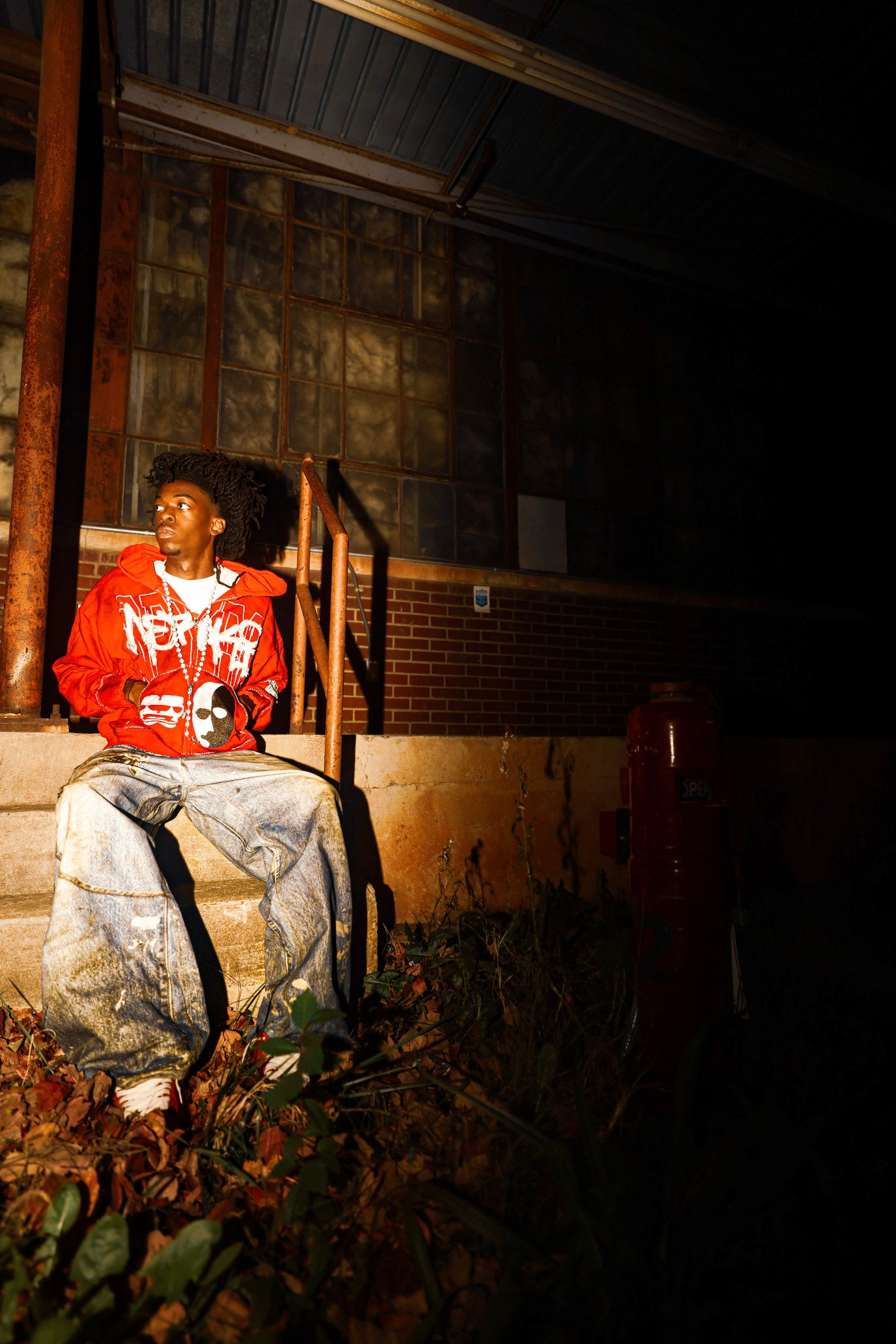 Red Double Face Hoodie Zip Up