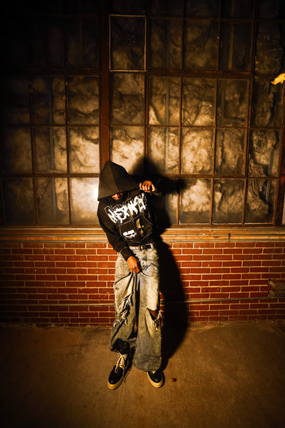 Black Double Face Hoodie Zip Up