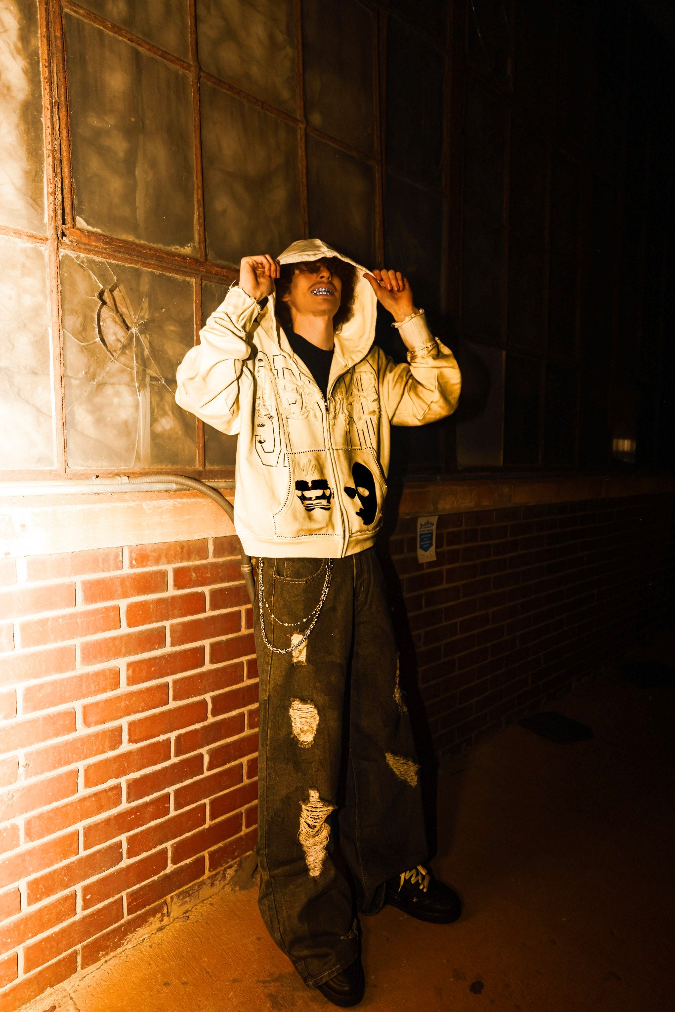 White Double Face Hoodie Zip Up