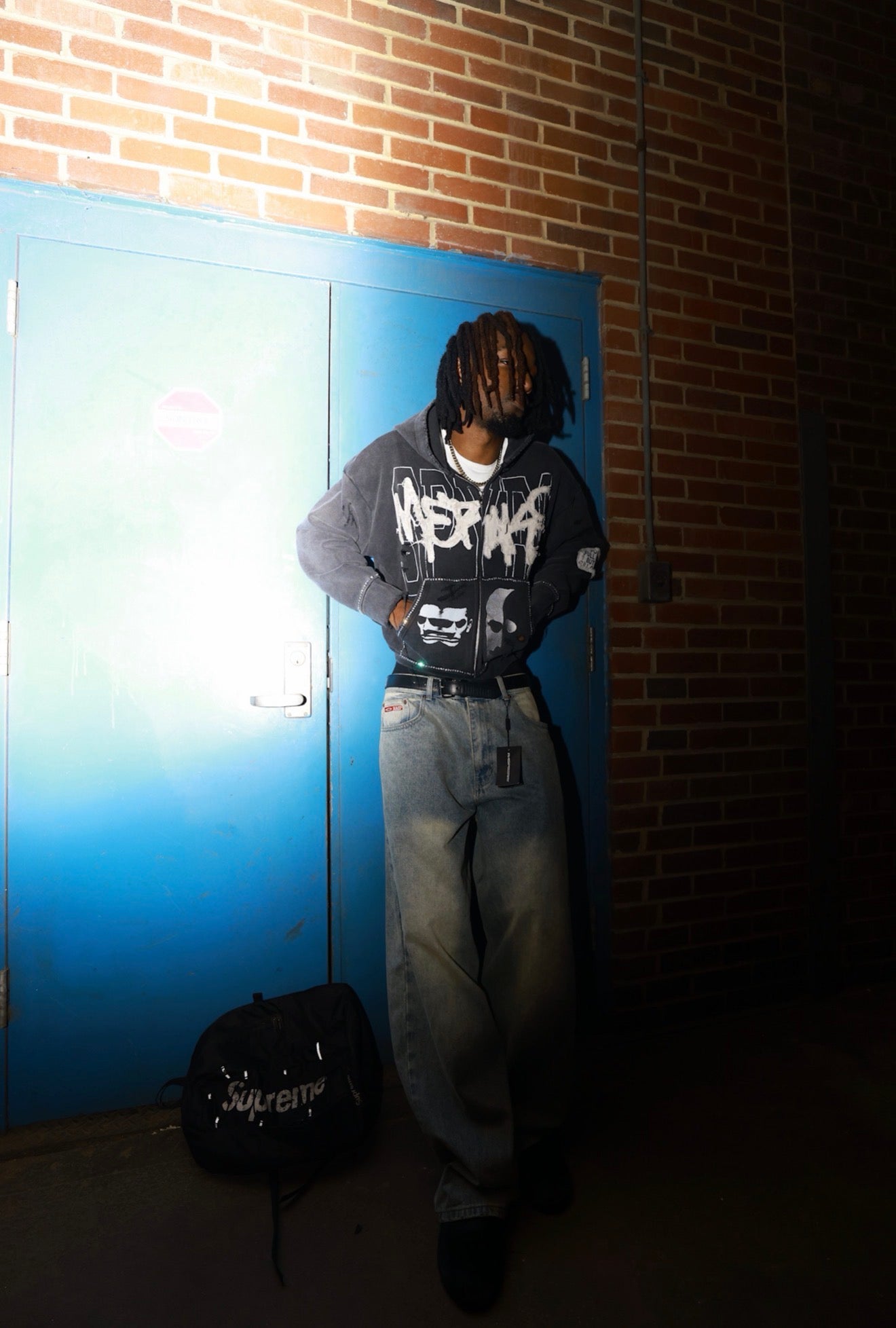 Grey Double Face Hoodie Zip Up