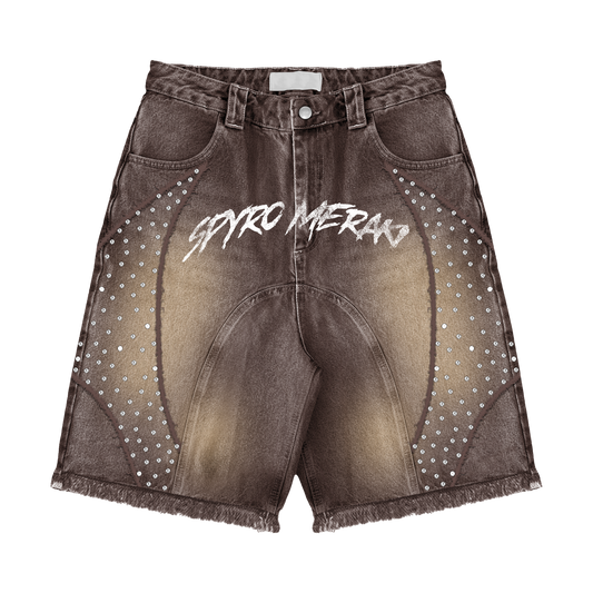 Distressed Patch Jorts Brown
