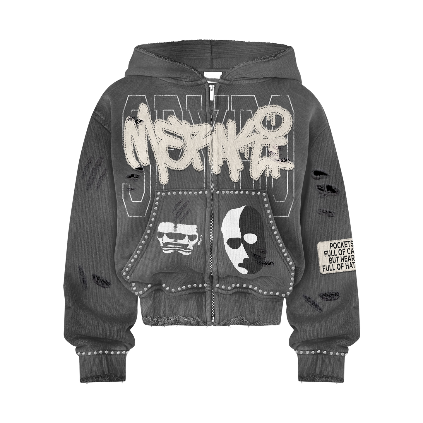 Grey Double Face Hoodie Zip Up