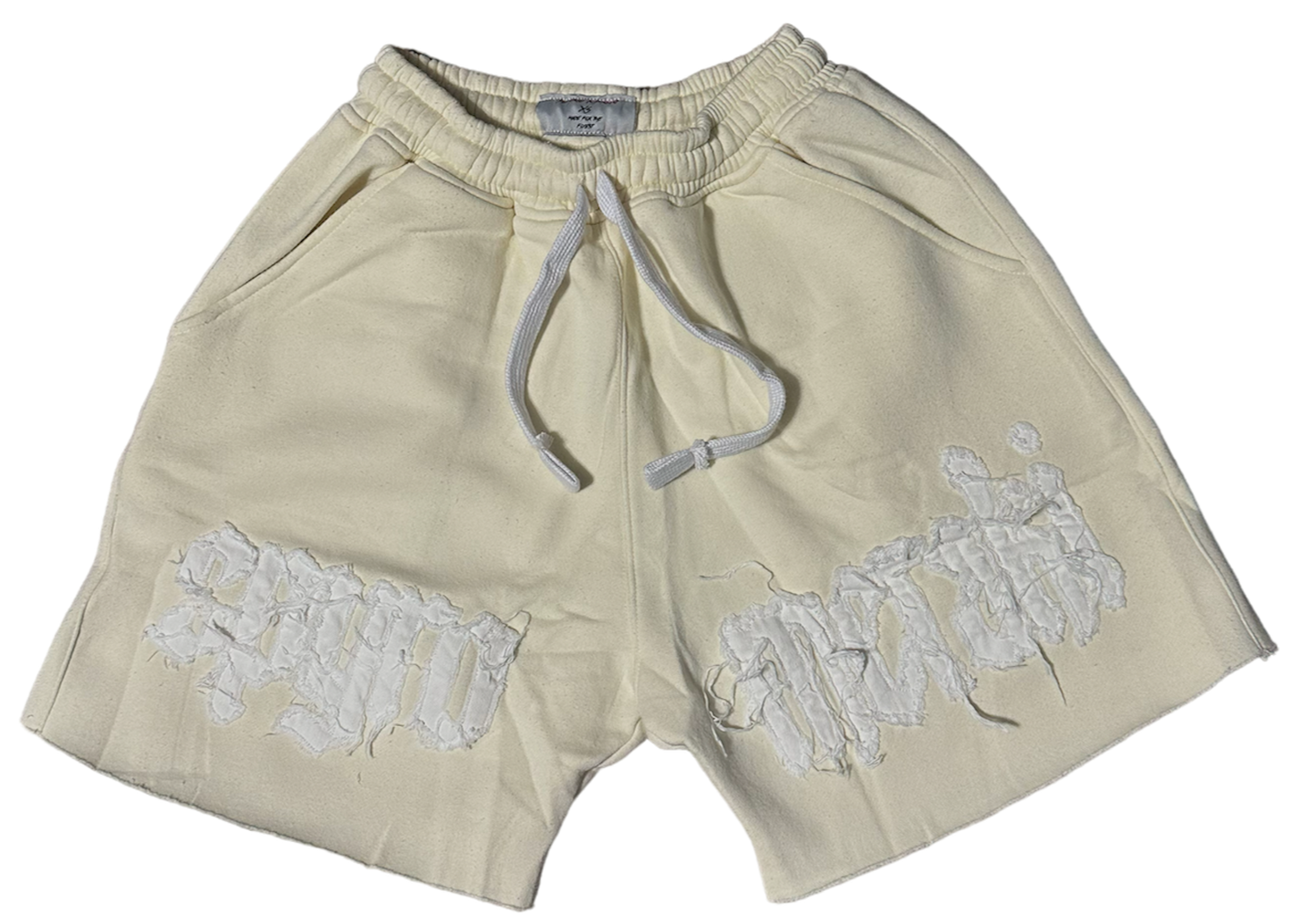 'Creme' Acid Wash Patch Shorts